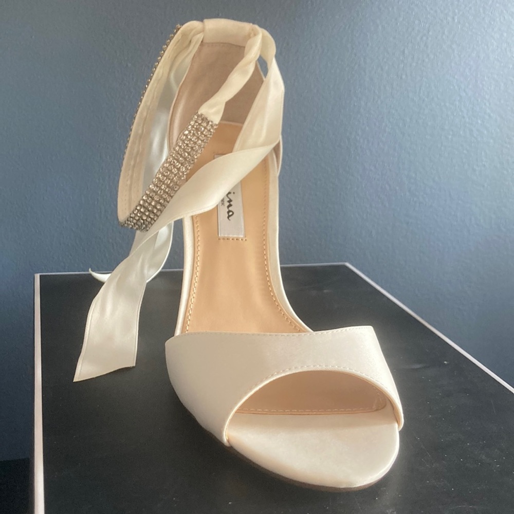 Nina “Vinnie” ivory satin heels